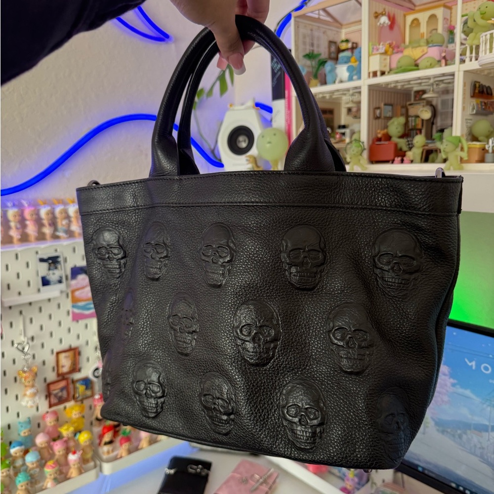 Edgy Black Skull Embossed Tote